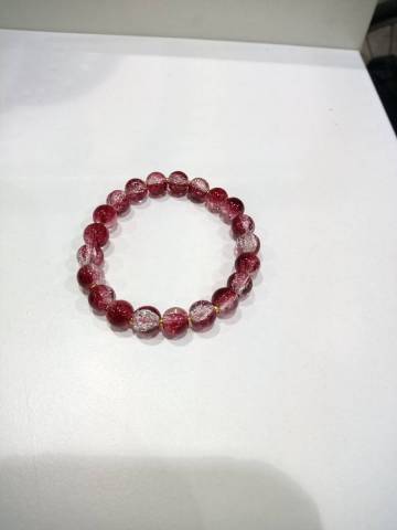 Perles de verre craquel, perles de sparation dores, fil lastique de 0,8mm