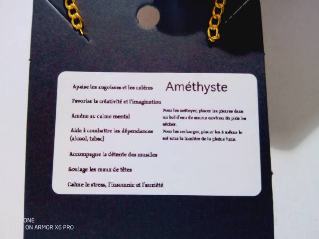 Perles galets d'amthyste, anneaux, chaine et fermoir en acier inoxydable
