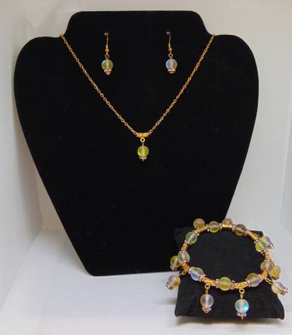 Parure en Quartz Aqua Aura jaune