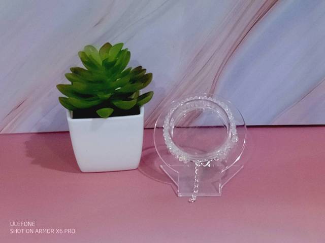 Perles zirconiques brillantes synthtiques, fil de nylon, anneaux, fermoirs chaine de prolongement et embouts en acier inoxydable